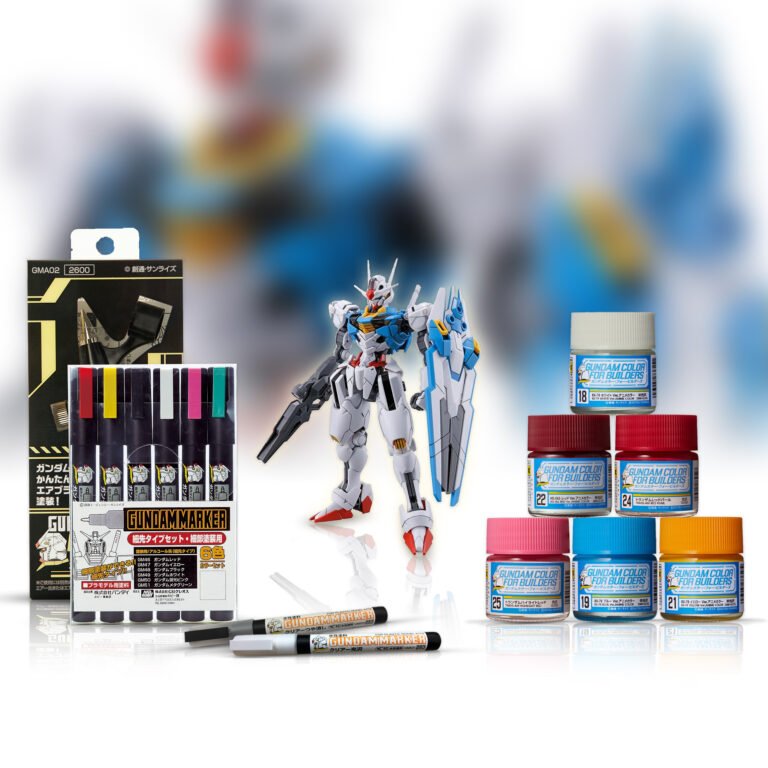 Kit de modelismo Gundam com marcadores e tintas Mr. Hobby